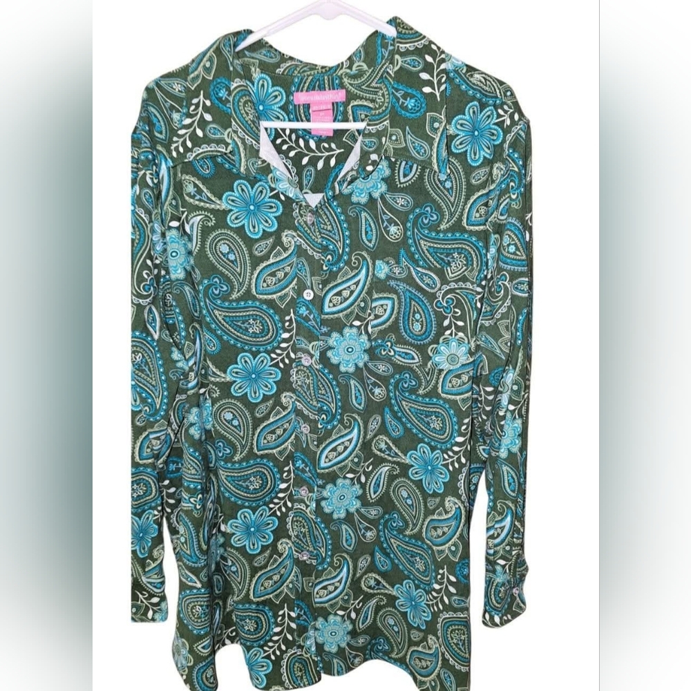 Woman Within 2X Plus Size Button Up Shirt